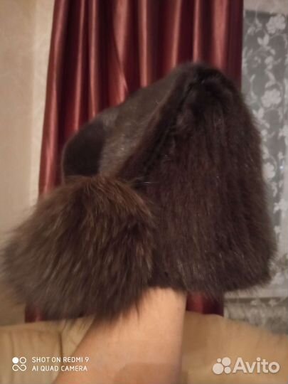 Шапка норковая вязаная женская