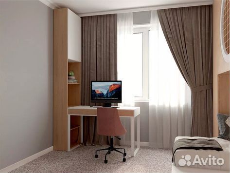 Рабочая зона со шкафом у окна