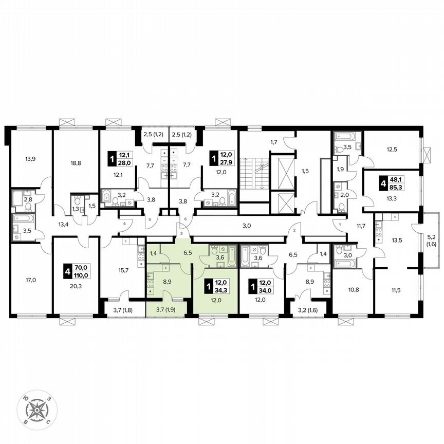 1-к. квартира, 34,3 м², 5/15 эт.