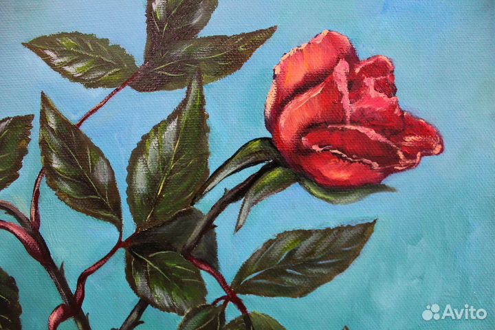 Картина маслом красные розы