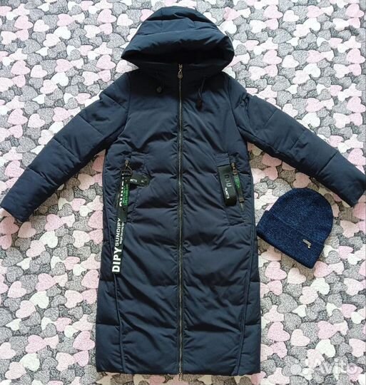 Пуховик женский + шапочка Зима