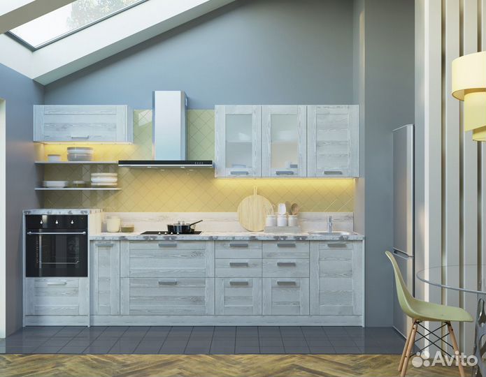 Модульная кухня в стиле Лофт Фиеста Сосна белёная