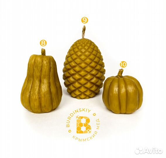 Свечи из пчелиного воска в ассортименте