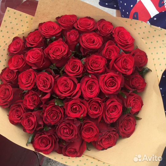 Букет из 33 красных роз 60см