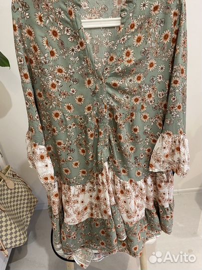 Платье женское туника солнце зеленое 46-48