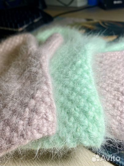 Варежки из пуха норки