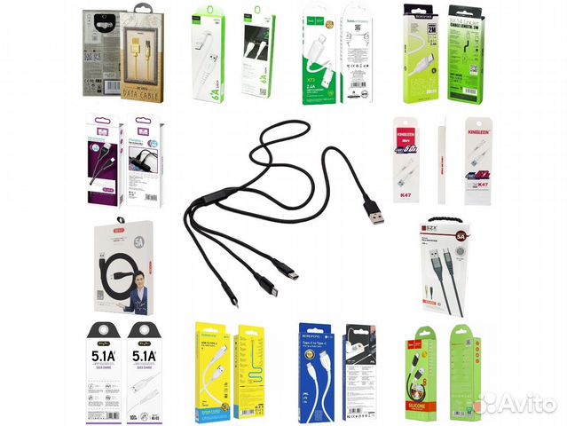 Кабели iPhone /Android /Type-C /Micro-USB / 1А-6А