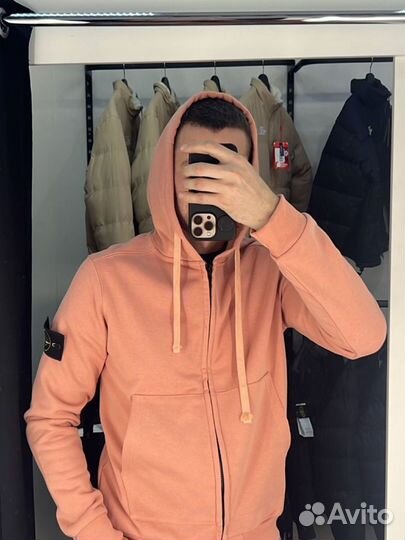 Зип худи Stone Island персик