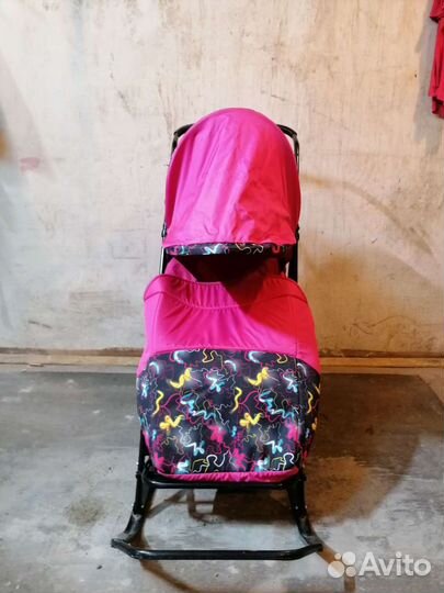 Детские санки коляска с колесами бу