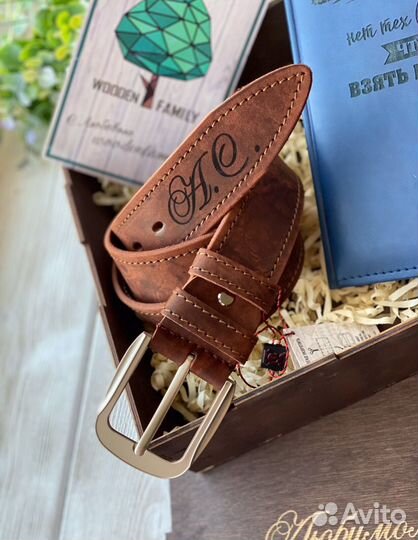 Ремень из натуральной кожи с гравировкой