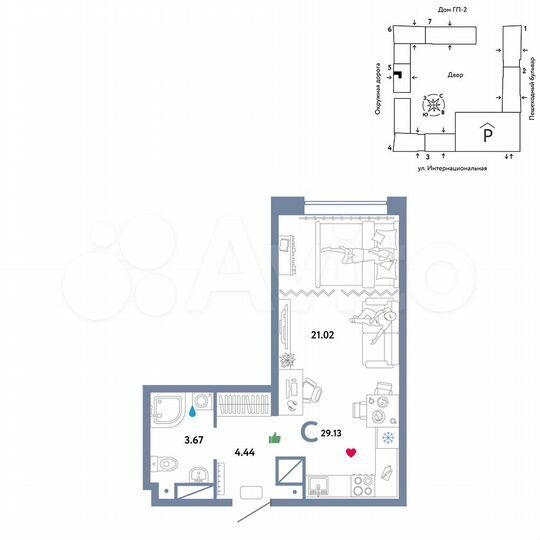 Квартира-студия, 29,1 м², 11/16 эт.