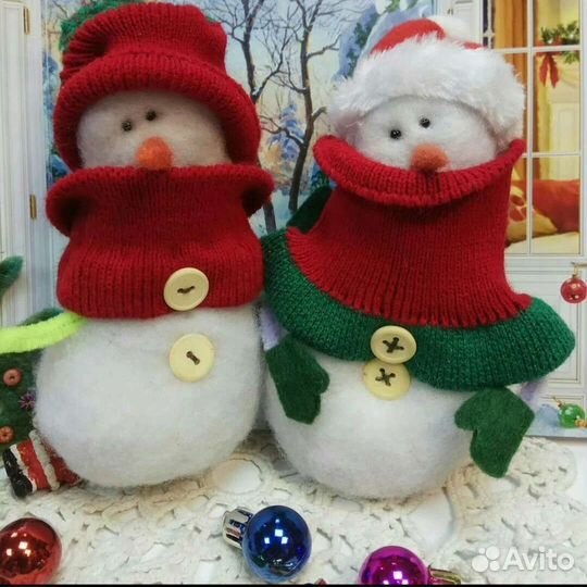 Снеговик елочная игрушка ручная работа