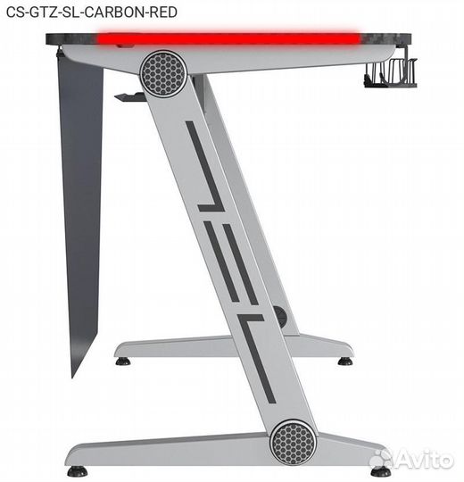 Компьютерный стол cactus GTZ-RED игровой Тёмно-сер