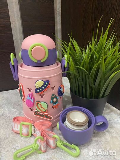 Новый детский термос с трубочкой