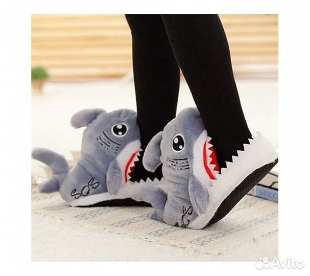 Тапочки FunFur Акула Серый