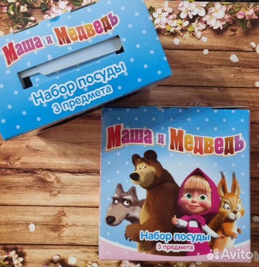 Набор детской посуды, посуда из дерева