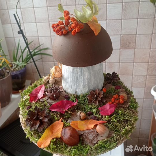 Поделка осенняя гриб боровичок, осенний букет