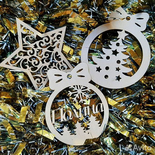 Елочные игрушки из дерева