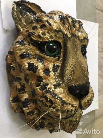 Панно на стену леопард гипс