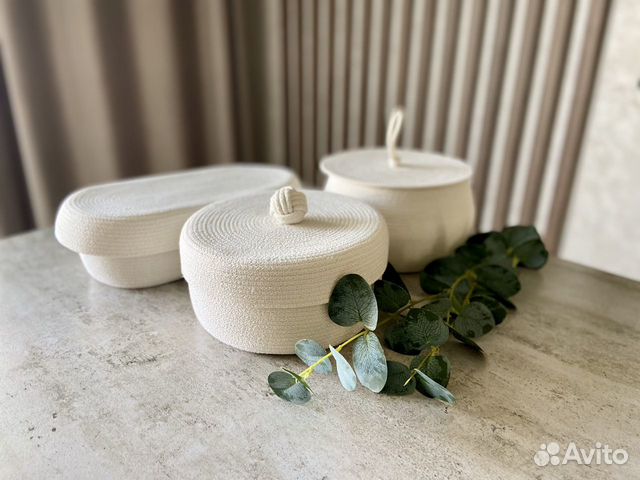 Интерьерная плетеная корзина для хранения из джута