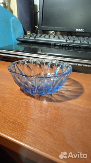 Ваза для фруктов на ножке цветное стекло СССР