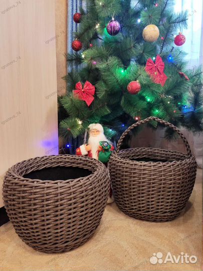 Корзина плетеная с ручкой для хранения