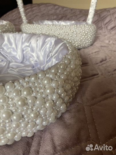 Свадебные корзины жемчужные