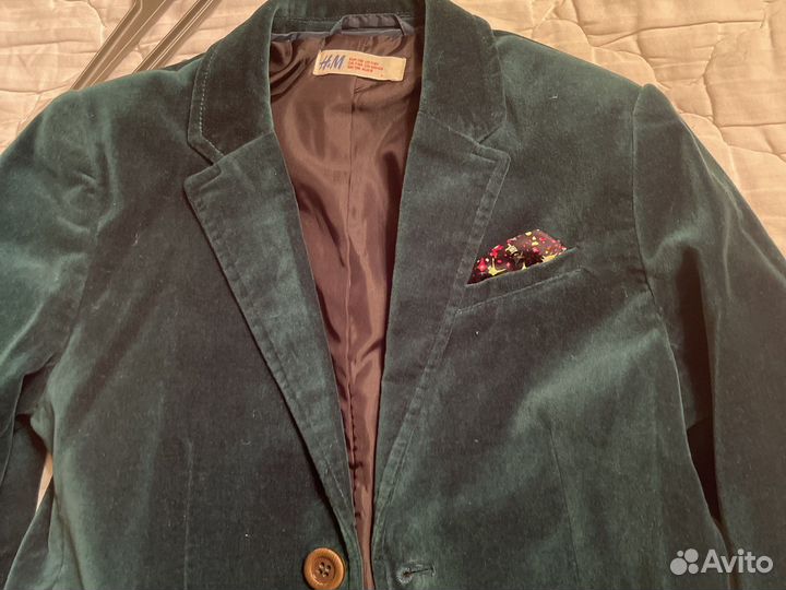 Пиджак зеленый бархатный для мальчика h&m