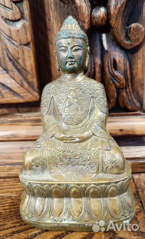 Старинная статуэтка Будда. Буддизм. Выс 13.5 см