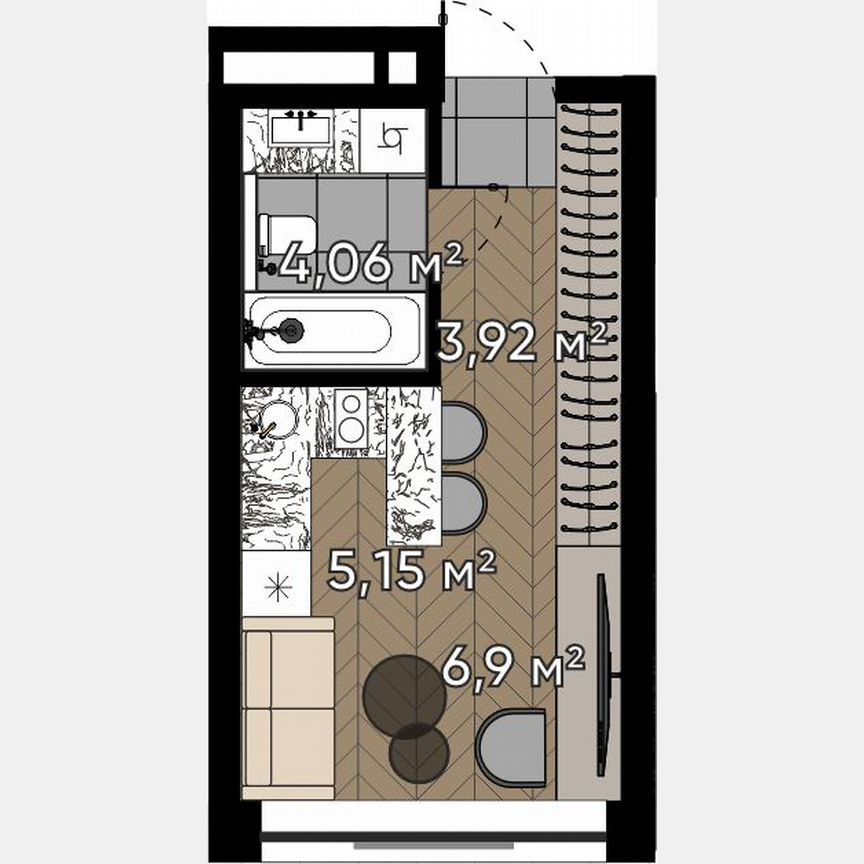 Квартира-студия, 20 м², 5/20 эт.