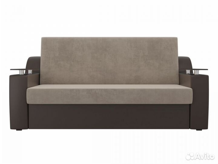 Диван прямой аккордеон Сенатор 120, велюр, бежевый, коричневый