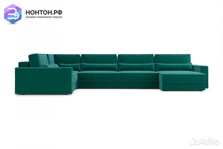Диван п-образный тик-так Сохо изумрудный