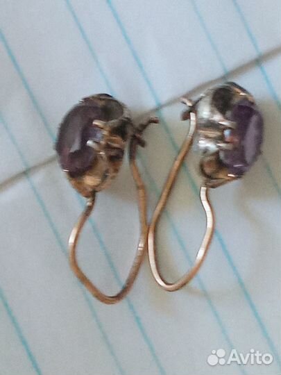 Серьги и кольцо СССР серебро александрит винтаж