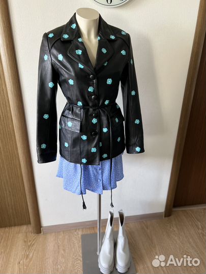 Пиджак винтажный из натуральной кожи, 42-44