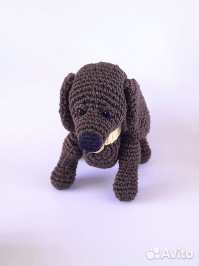 Вязаная игрушка собачка, собака, щенок