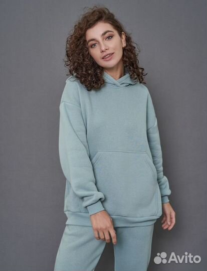 Флисовый теплый костюм мятного и розового цветов