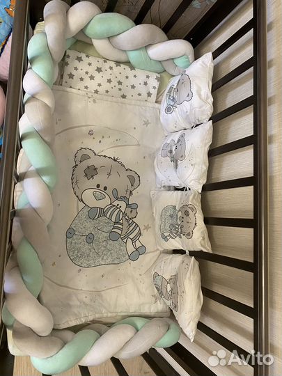 Бортики в кроватку косичка и подушки