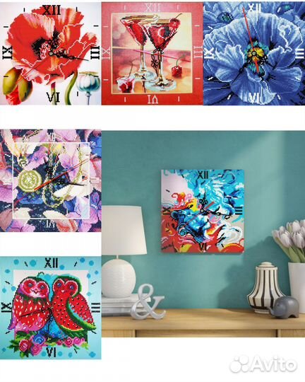 Алмазная мозайка картины и часы