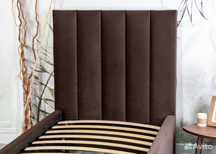 Кровать односпальная в велюре Богема 80х200