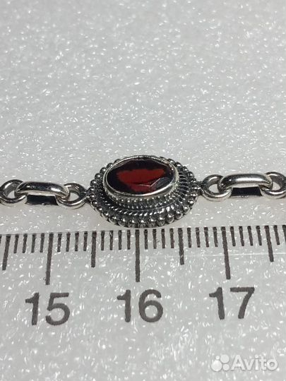 Серебряный браслет с Натуральным Гранатом