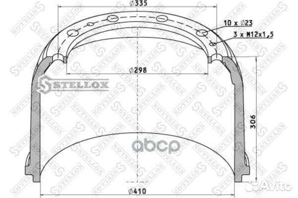 85-00032-sx торм.барабан задн.410x220/238 H30