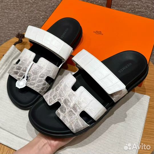 Шлёпанцы hermes chypre 39-46 крокодил