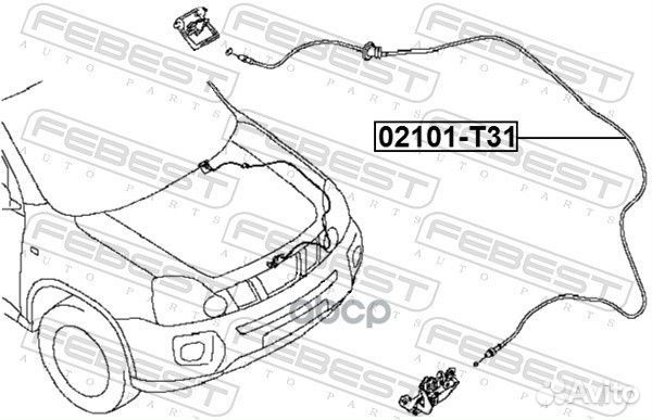 Трос открывания замка капота 02101T31 Febest