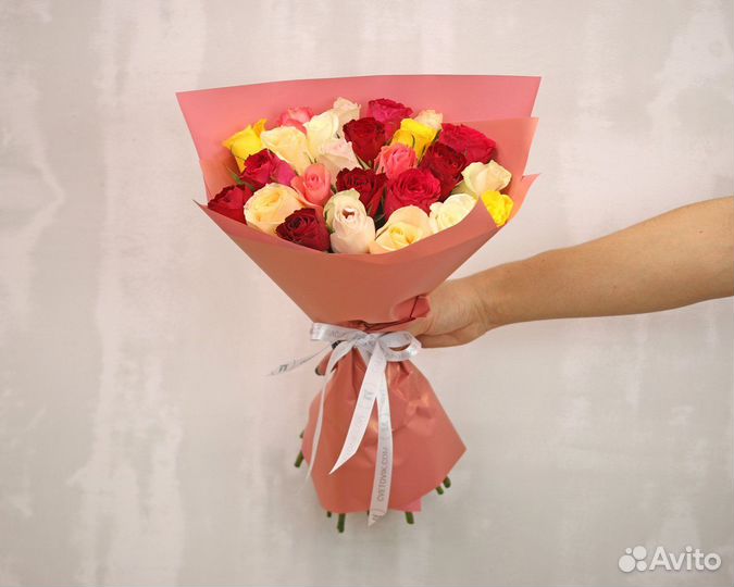 Букет из 25 различных роз (Кения)