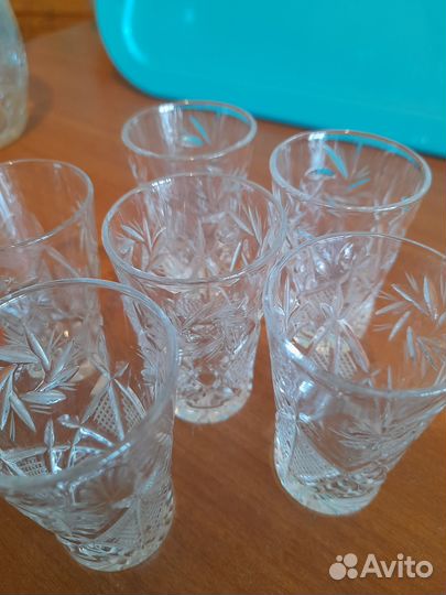 Графин, стопки стекло с позолотой