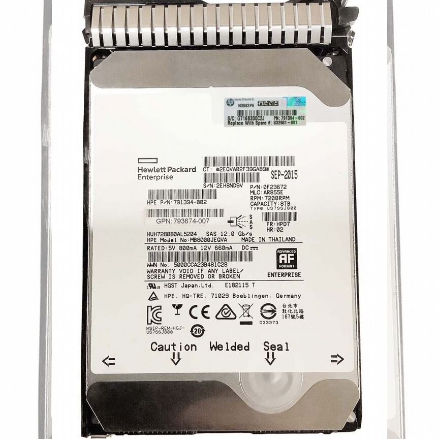 [832981-001] Жесткий Диск Hp 8tb 7200 Sas 3,5" Hdd 832981-001