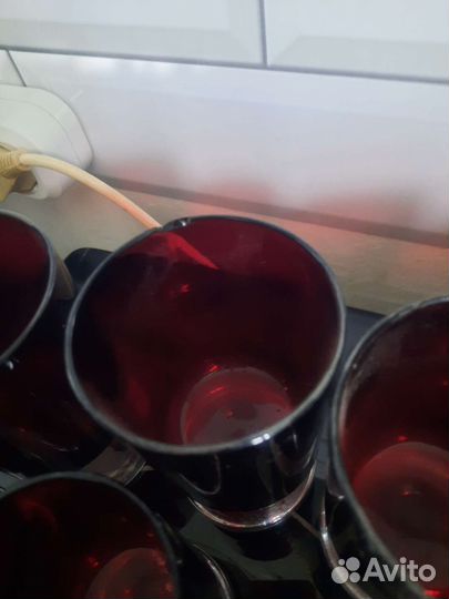 Винтажные фужеры из красного/рубинового стекла