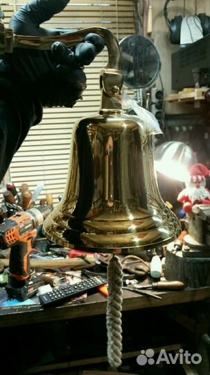 Рында колокол с гравировкой штурвал в подарок вмф