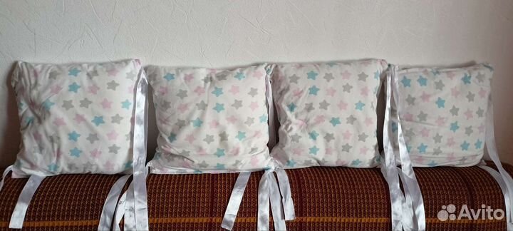 Подушки бортики на кроватку, 12шт