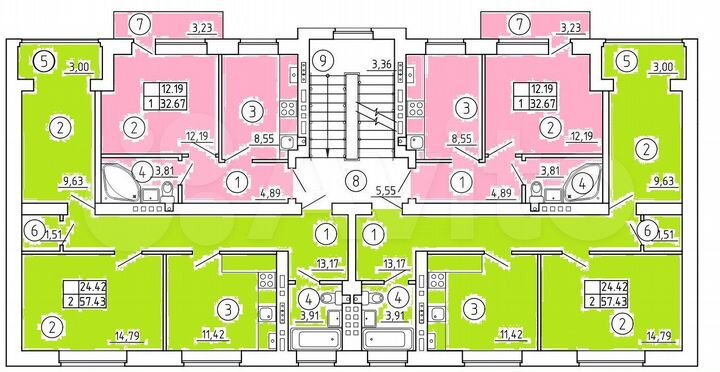 1-к. квартира, 32,6 м², 2/4 эт.